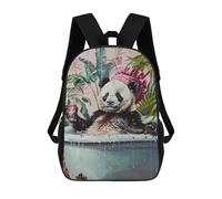 sinyumoney 3D Cute Panda Bath Wine Glass Printing Daypacks Kids Casual Backpack Knapsack High Capacity Rucksack Travel Laptop Book Bag 17inch