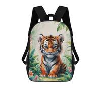 sinyumoney 3D Cute Tiger Cub Watercolor School Backpack Student Casual Backpack For Kid's Children's Daypack Bookbag Hiking Sports Outdoor Work Travel Laptop Bag 17inch