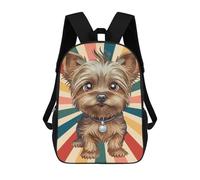 sinyumoney 3D Cute Yorkshire Terrier Dog Printing Daypacks Kids Casual Backpack Knapsack High Capacity Rucksack Travel Laptop Book Bag 17inch
