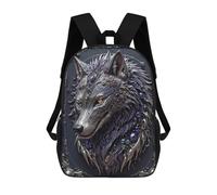 sinyumoney 3D Cyber Wolf King 17 Inch School Backpack Student Casual Backpack For Kid's Children's Daypack Bookbag Hiking Sports Outdoor Work Travel Laptop Bag