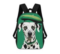 sinyumoney 3D Dalmatian Dog Green Art 17 Inch School Backpack Student Casual Backpack For Kid's Children's Daypack Bookbag Hiking Sports Outdoor Work Travel Laptop Bag