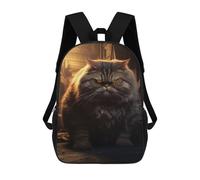 sinyumoney 3D Dark Evil Funny Fat Cat Kid's Backpack Waterproof 17inch School Bag Cute Rucksacks Fashion Casual Schoolbag for Kids for Girl Boy School