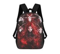 sinyumoney 3D Dark Fantasy Artwork with Red-Haired Woman And Demonic Goats Print Children Backpack for School Students Backpacks Schoolbag Shoulder Book Bags 17inch