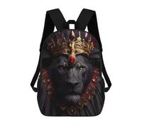sinyumoney 3D Dark Regal Lion Portrait Print Children Backpack for School Students Backpacks Schoolbag Shoulder Book Bags 17inch