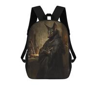 sinyumoney 3D Dark Wolf in Robe Kid's Backpack Waterproof 17inch School Bag Cute Rucksacks Fashion Casual Schoolbag for Kids for Girl Boy School
