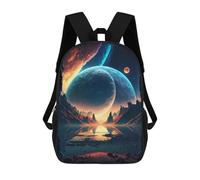 sinyumoney 3D Dawn Of Stars Landscape School Backpack Student Casual Backpack For Kid's Children's Daypack Bookbag Hiking Sports Outdoor Work Travel Laptop Bag 17inch