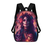 sinyumoney 3D Day of The Dead Celebration Kid's Backpack Waterproof School Bag Bookbag Cute Rucksacks Fashion Casual Schoolbag for Kids for Girl Boy School 17inch