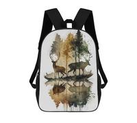 sinyumoney 3D DEER AND PINUS Printing Daypacks Kids Casual Backpack Knapsack High Capacity Rucksack Travel Laptop Book Bag 17inch