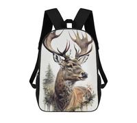 sinyumoney 3D Deer Nature Animal Forest School Backpack Student Casual Backpack For Kid's Children's Daypack Bookbag Hiking Sports Outdoor Work Travel Laptop Bag 17inch