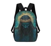 sinyumoney 3D Divine Majesty Golden Crown Portrait Kid's Backpack Waterproof 17inch School Bag Cute Rucksacks Fashion Casual Schoolbag for Kids for Girl Boy School