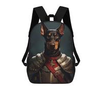 sinyumoney 3D Doberman in Armor Kid's Backpack Waterproof School Bag Bookbag Cute Rucksacks Fashion Casual Schoolbag for Kids for Girl Boy School 17inch
