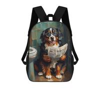 sinyumoney 3D Dog Reading Newspaper in Bathroom School Backpack for Kids Adult,Animal Schoolbags Large Bookbags Casual Daypack with Side Mesh Pocket 17inch