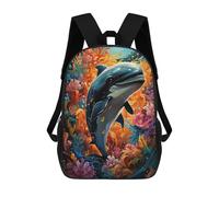 sinyumoney 3D Dolphin Underwater Paradise Print Children Backpack for School Students Backpacks Schoolbag Shoulder Book Bags 17inch