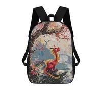 sinyumoney 3D Dragon Forest Printing Daypacks Kids Casual Backpack Knapsack High Capacity Rucksack Travel Laptop Book Bag 17inch