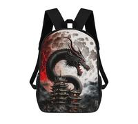 sinyumoney 3D Dragon Moon Tower -1 Kid's Backpack Waterproof School Bag Bookbag Cute Rucksacks Fashion Casual Schoolbag for Kids for Girl Boy School 17inch