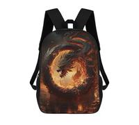 sinyumoney 3D Dragon of Fire Ring School Backpack for Kids Adult,Animal Schoolbags Large Bookbags Casual Daypack with Side Mesh Pocket 17inch