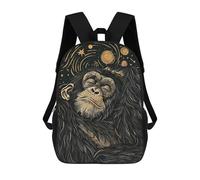 sinyumoney 3D Dreamy Chimpanzee in Starry Night Kid's Backpack Waterproof 17inch School Bag Cute Rucksacks Fashion Casual Schoolbag for Kids for Girl Boy School