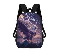 sinyumoney 3D Eagle Lightning Mountain Artwork 17 Inch School Backpack Student Casual Backpack For Kid's Children's Daypack Bookbag Hiking Sports Outdoor Work Travel Laptop Bag