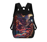 sinyumoney 3D Eagles Fliying Night Print Children Backpack for School Students Backpacks Schoolbag Shoulder Book Bags 17inch