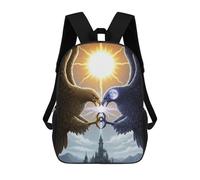 sinyumoney 3D Eagles Sun Moon And Castle School Backpack Student Casual Backpack For Kid's Children's Daypack Bookbag Hiking Sports Outdoor Work Travel Laptop Bag 17inch
