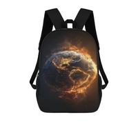 sinyumoney 3D Earth on Fire Global Crisis Kid's Backpack Waterproof 17inch School Bag Cute Rucksacks Fashion Casual Schoolbag for Kids for Girl Boy School
