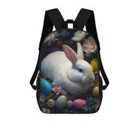 sinyumoney 3D Easter Bunny Nest Eggs Flowers Kid's Backpack Waterproof School Bag Bookbag Cute Rucksacks Fashion Casual Schoolbag for Kids for Girl Boy School 17inch