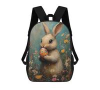 sinyumoney 3D Easter Bunny with Egg Printing Daypacks Kids Casual Backpack Knapsack High Capacity Rucksack Travel Laptop Book Bag 17inch