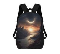 sinyumoney 3D Eclipse And Sun Kid's Backpack Waterproof 17inch School Bag Cute Rucksacks Fashion Casual Schoolbag for Kids for Girl Boy School