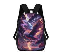 sinyumoney 3D Electric Phoenix Rising 17 Inch School Backpack Student Casual Backpack For Kid's Children's Daypack Bookbag Hiking Sports Outdoor Work Travel Laptop Bag