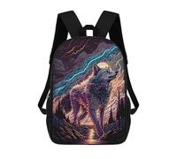 sinyumoney 3D Electric Wolf in Stormy Night 17 Inch School Backpack Student Casual Backpack For Kid's Children's Daypack Bookbag Hiking Sports Outdoor Work Travel Laptop Bag