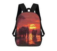 sinyumoney 3D Elephants at Sunset Kid's Backpack Waterproof 17inch School Bag Cute Rucksacks Fashion Casual Schoolbag for Kids for Girl Boy School