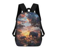 sinyumoney 3D Elephants Nature SynthWave 17 Inch School Backpack Student Casual Backpack For Kid's Children's Daypack Bookbag Hiking Sports Outdoor Work Travel Laptop Bag