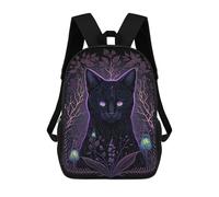sinyumoney 3D Enchanted Black Cat Illustration Print Children Backpack for School Students Backpacks Schoolbag Shoulder Book Bags 17inch