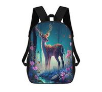sinyumoney 3D Enchanted Forest Deer Kid's Backpack Waterproof School Bag Bookbag Cute Rucksacks Fashion Casual Schoolbag for Kids for Girl Boy School 17inch