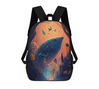 sinyumoney 3D Enchanted Forest Fish Kid's Backpack Waterproof School Bag Bookbag Cute Rucksacks Fashion Casual Schoolbag for Kids for Girl Boy School 17inch