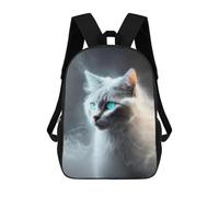 sinyumoney 3D Enchanted Glowing Cat Portrait 17 Inch School Backpack Student Casual Backpack For Kid's Children's Daypack Bookbag Hiking Sports Outdoor Work Travel Laptop Bag