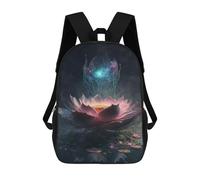 sinyumoney 3D Enchanted Lotus Pond-14 Kid's Backpack Waterproof 17inch School Bag Cute Rucksacks Fashion Casual Schoolbag for Kids for Girl Boy School