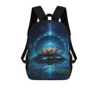 sinyumoney 3D Enchanted Lotus Pond -5 Kid's Backpack Waterproof 17inch School Bag Cute Rucksacks Fashion Casual Schoolbag for Kids for Girl Boy School