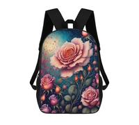 sinyumoney 3D Enchanted Rose Garden Art Print 17 Inch School Backpack Student Casual Backpack For Kid's Children's Daypack Bookbag Hiking Sports Outdoor Work Travel Laptop Bag