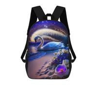 sinyumoney 3D Enchanted Swan Beach Scene Kid's Backpack Waterproof School Bag Bookbag Cute Rucksacks Fashion Casual Schoolbag for Kids for Girl Boy School 17inch