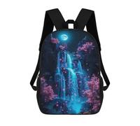 sinyumoney 3D Enchanted Waterfall Night Scene Kid's Backpack Waterproof 17inch School Bag Cute Rucksacks Fashion Casual Schoolbag for Kids for Girl Boy School