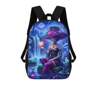 sinyumoney 3D Enchanting Forest Witch with Heart 17 Inch School Backpack Student Casual Backpack For Kid's Children's Daypack Bookbag Hiking Sports Outdoor Work Travel Laptop Bag