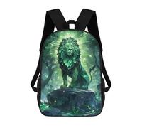 sinyumoney 3D Epic Emerald Lion Kid's Backpack Waterproof 17inch School Bag Cute Rucksacks Fashion Casual Schoolbag for Kids for Girl Boy School