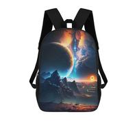 sinyumoney 3D Ethereal Twilight Peaks School Backpack Student Casual Backpack For Kid's Children's Daypack Bookbag Hiking Sports Outdoor Work Travel Laptop Bag 17inch