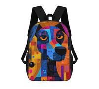 sinyumoney 3D Expressionist Geometry Dog - Vibrant Abstract Canine Art School Backpack for Kids Adult,Animal Schoolbags Large Bookbags Casual Daypack with Side Mesh Pocket 17inch