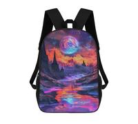 sinyumoney 3D Fantasy Alien Planet Landscape Kid's Backpack Waterproof 17inch School Bag Cute Rucksacks Fashion Casual Schoolbag for Kids for Girl Boy School