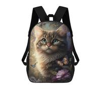 sinyumoney 3D Fantasy Cat with Butterflies Kid's Backpack Waterproof School Bag Bookbag Cute Rucksacks Fashion Casual Schoolbag for Kids for Girl Boy School 17inch