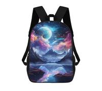 sinyumoney 3D Fantasy Galaxy Reflections Kid's Backpack Waterproof 17inch School Bag Cute Rucksacks Fashion Casual Schoolbag for Kids for Girl Boy School
