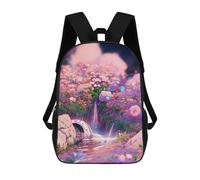 sinyumoney 3D Fantasy Garden with Waterfall Print Children Backpack for School Students Backpacks Schoolbag Shoulder Book Bags 17inch