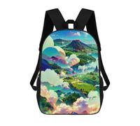 sinyumoney 3D Fantasy Landscape with Clouds Kid's Backpack Waterproof School Bag Bookbag Cute Rucksacks Fashion Casual Schoolbag for Kids for Girl Boy School 17inch